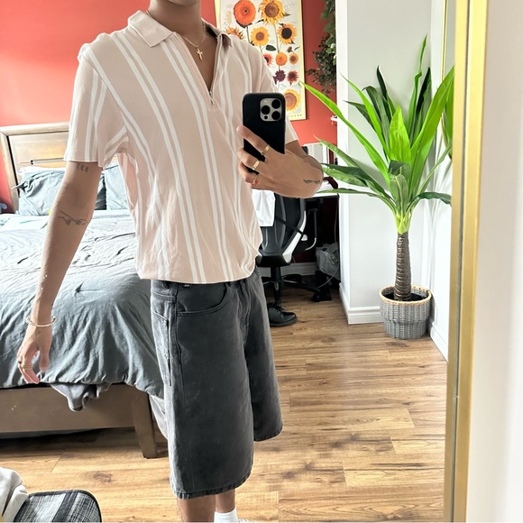 TOPMAN PINK STRIPED SHORT-SLEEVE DRESS SHIRT - XL - Picture 6 of 6